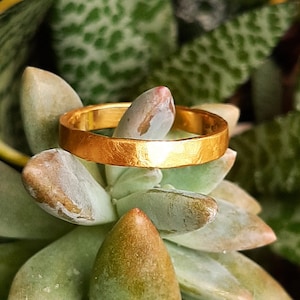24k Gold Band - 24k Gold Wedding Band - Recycled Gold Ring - Handmade Wedding Band - Chunky Gold Ring - Hammered Gold - Rustic Gold Ring