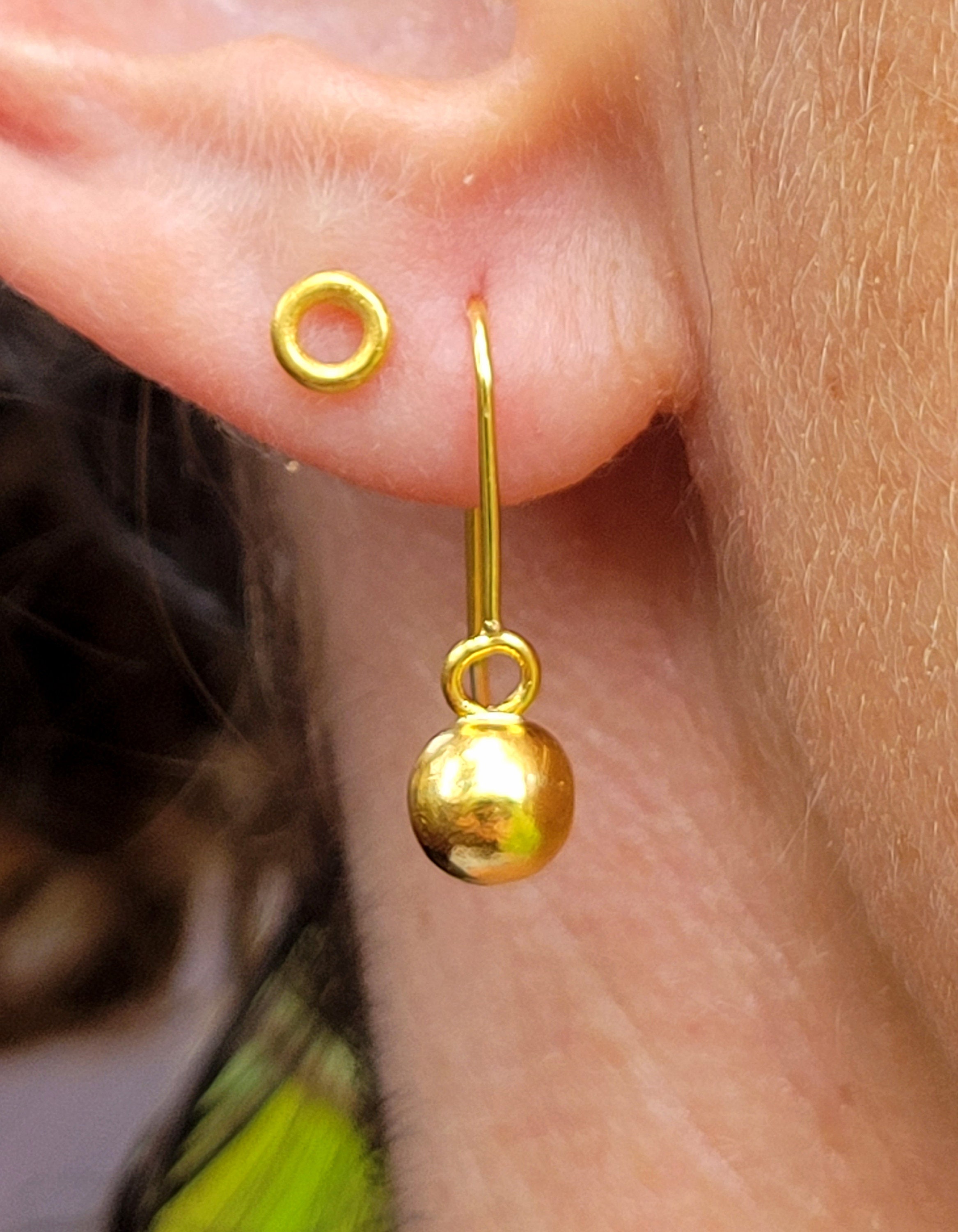 24k Gold Earring 24k Earrings 24K Ball Earrings .9999 Gold