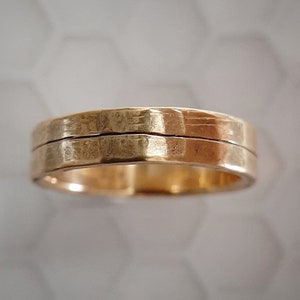 22k Gold Band - 22k Gold Wedding Band - Recycled Gold Ring - Handmade Wedding Band - Chunky Gold Ring - Hammered Gold - Rustic Gold Ring