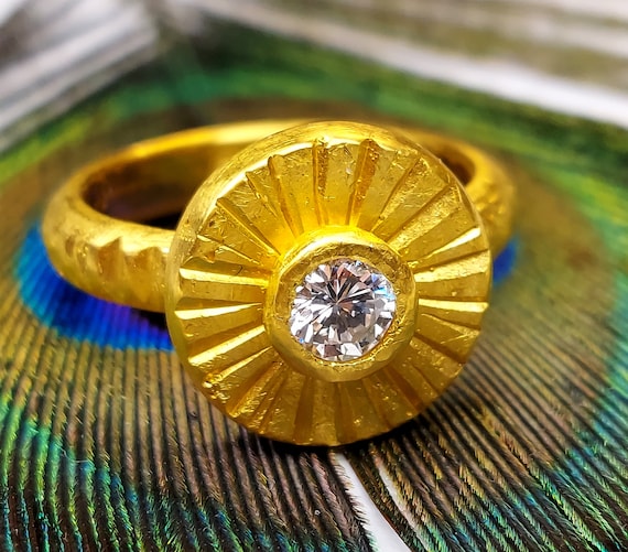 Ring Goldring 24 Karat vergoldet Verlobungsring Ehering Strass Stein Altin  Yüzük | eBay