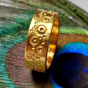 24k Gold Band - 24k Gold Wedding Band - Recycled Gold Ring - Handmade Wedding Band - Chunky Gold Ring - Hammered Gold - Rustic Gold Ring