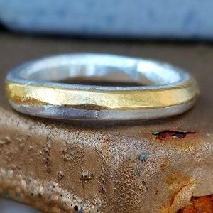 24k Gold Band - 24k Gold Wedding Band - Recycled Gold Ring - Organic Wedding Band - Chunky Gold Ring - Hammered Gold - Rustic Gold Ring