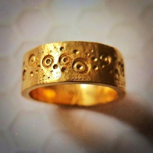 24k Gold Band - 24k Gold Wedding Band - Recycled Gold Ring - Handmade Wedding Band - Chunky Gold Ring - Hammered Gold - Rustic Gold Ring