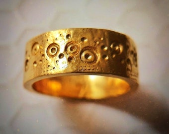 24k Gold Band - 24k Gold Wedding Band - Recycled Gold Ring - Handmade Wedding Band - Chunky Gold Ring - Hammered Gold - Rustic Gold Ring