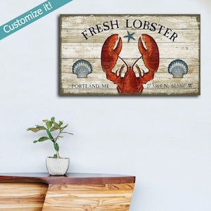 Custom Lobster Wood Sign - Personalized Nautical Art, Lobster Decor, Beach House Decor, Lobster Art, Nautical Decor, Maine Lobster, Maine