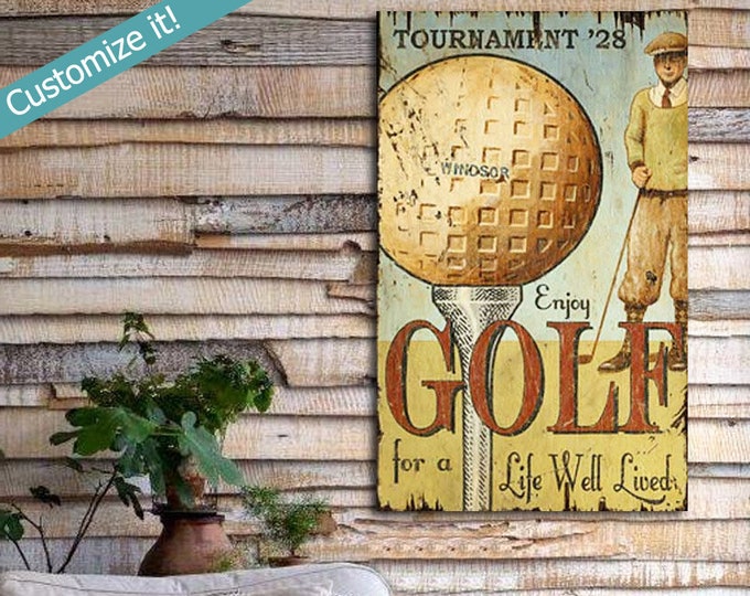 Personalized Retro Golf Sign, Custom Golf Wall Art, Golfing Gifts, Golf Man Cave Sign, Golfing Decor, Wooden Signs - Better than a Poster!
