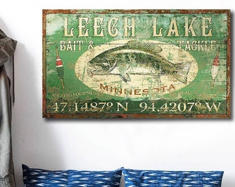Wooden Vintage Fishing Art, Custom Sign Printed on Wood, Fisherman Decor, Wooden Signs - Better than a Poster!