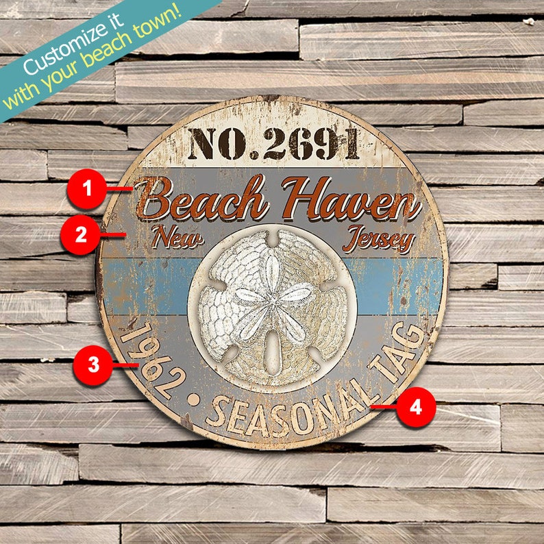 Beach Haven LBI Beach Badge Wood Sign Long Beach Island New Etsy