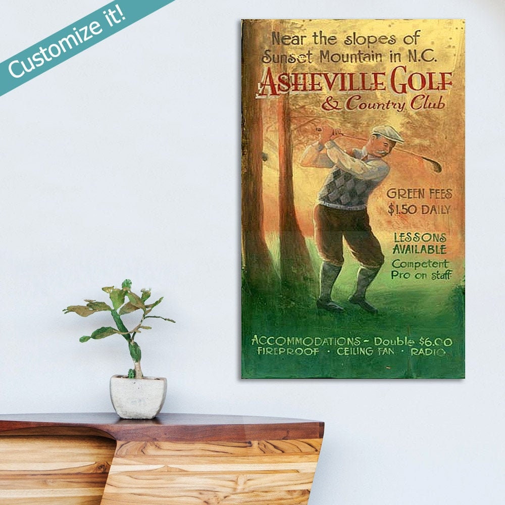 Personalized Vintage Golf Sign Custom Golf Wall Art Printed Etsy