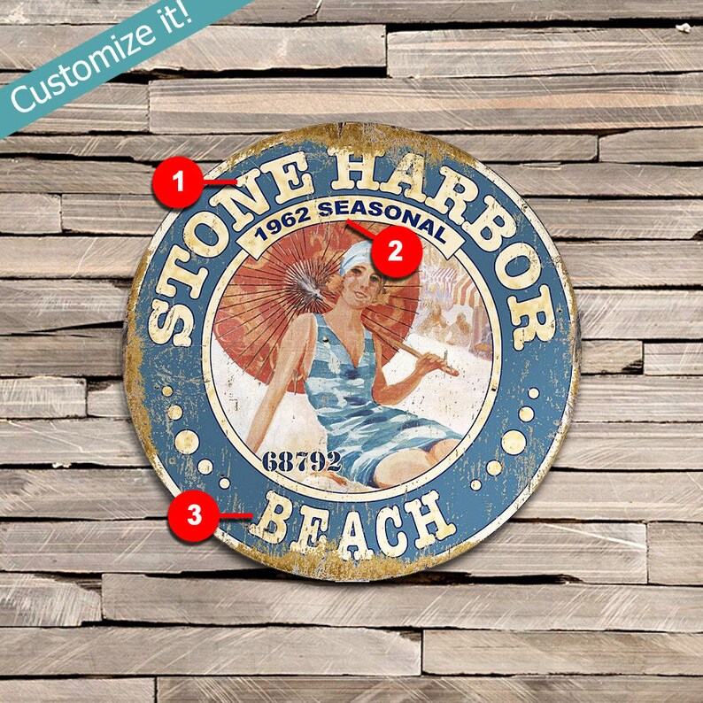 Wooden Stone Harbor NJ Beach Badge Sign Vintage Beach House Etsy