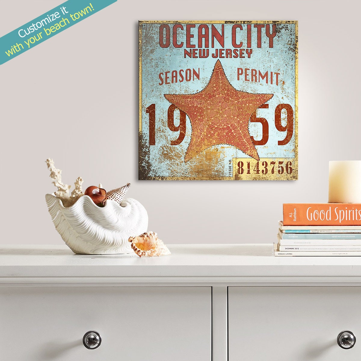 Ocean City NJ Beach Badge Wood Sign New Jersey Shore Beach Etsy