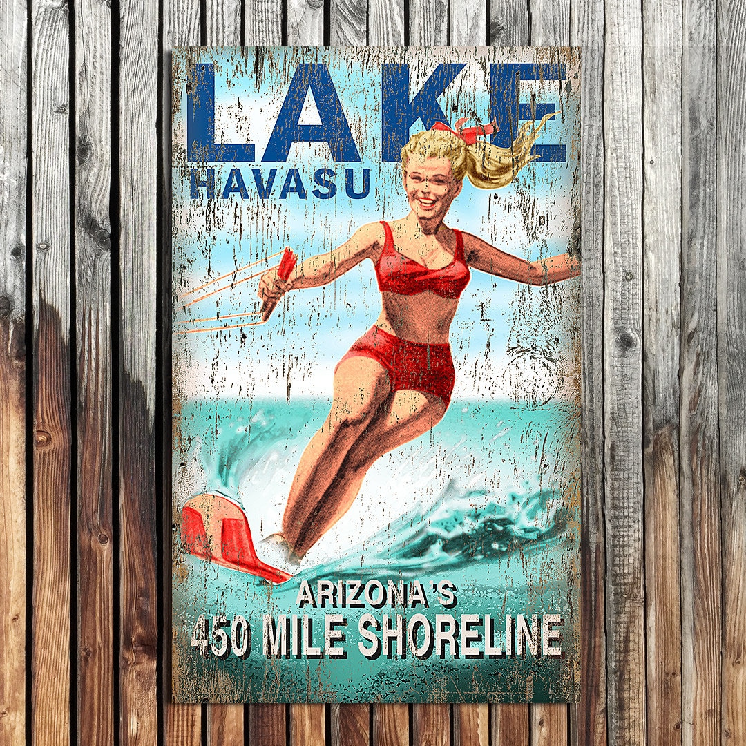 Lake Havasu Wall Art Water Skiing Wood Sign Personalized pic
