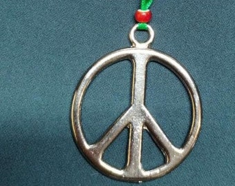 Peace Ornament on Ribbon Fine Britannia Pewter Keychain | Lead, Cadmium & Nickel Free |  Handmade | Handcast | Made in USA | Made to Order