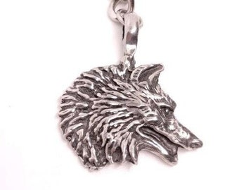 Wolf Dog Fine Britannia Pewter Keychain | Lead, Cadmium & Nickel Free |  Handmade | Handcast | Made in USA | Made to Order