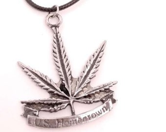 Cannabis Leaf Fine Britannia Pewter Necklace | Lead Cadmium & Nickel Free |  Handmade | Handcast | Made in USA | Made to Order