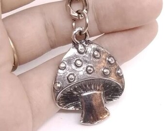 Magic Mushroom Fine Britannia Pewter Keychain | Lead, Cadmium & Nickel Free |  Handmade | Handcast | Made in USA | Made to Order