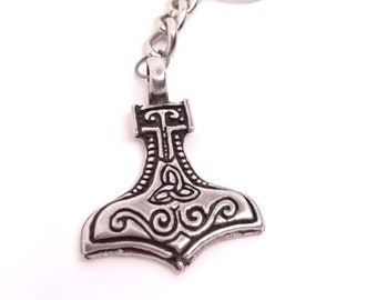 Thor's Norse Mjolnir Britannia Pewter Keychain | Lead, Cadmium & Nickel Free |  Handmade | Handcast | Made in USA | Made to Order