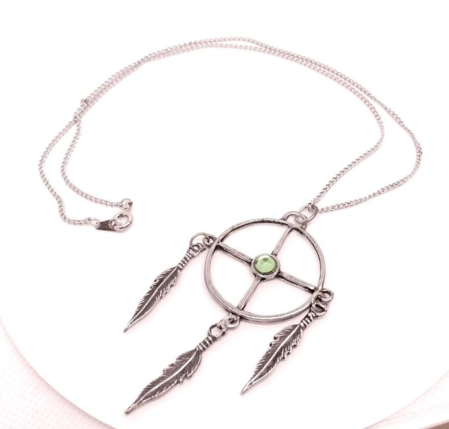 Handmade Pewter Medicine Wheel Necklace | Feather Charm, Made in