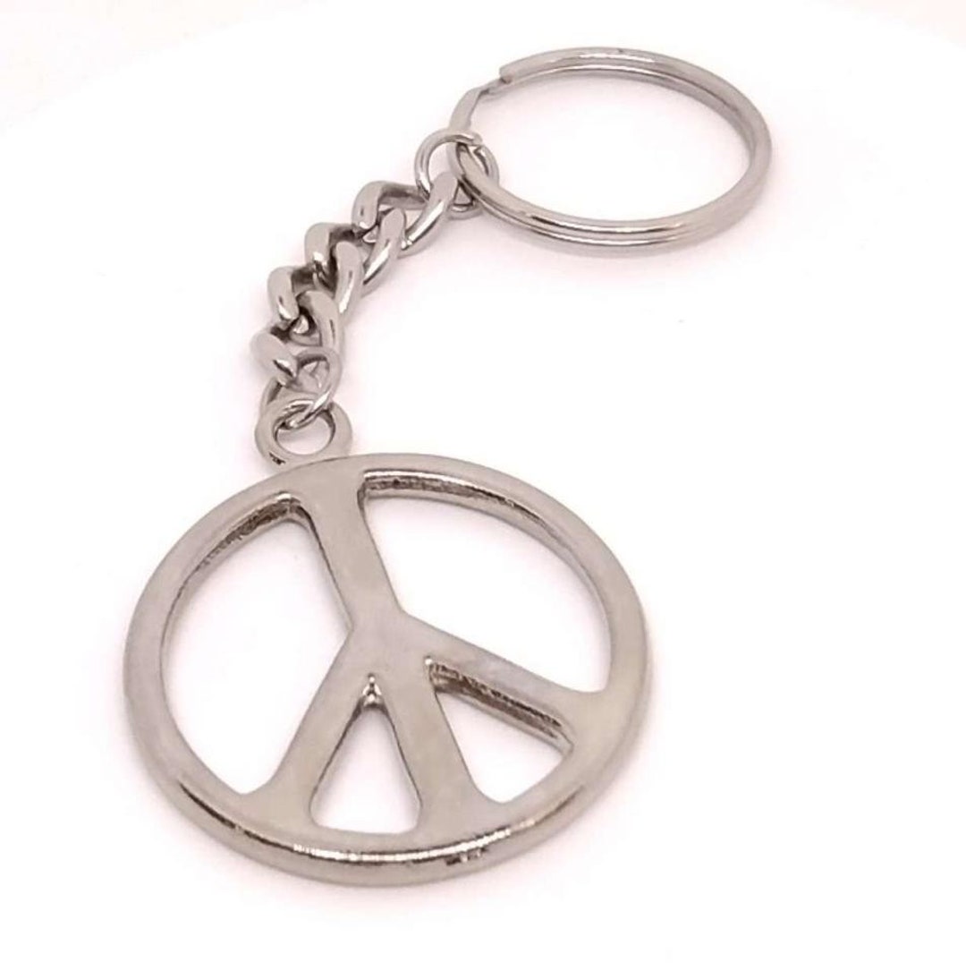 Peace Sign Fine Britannia Pewter Keychain | Lead, Cadmium & Nickel Free ...