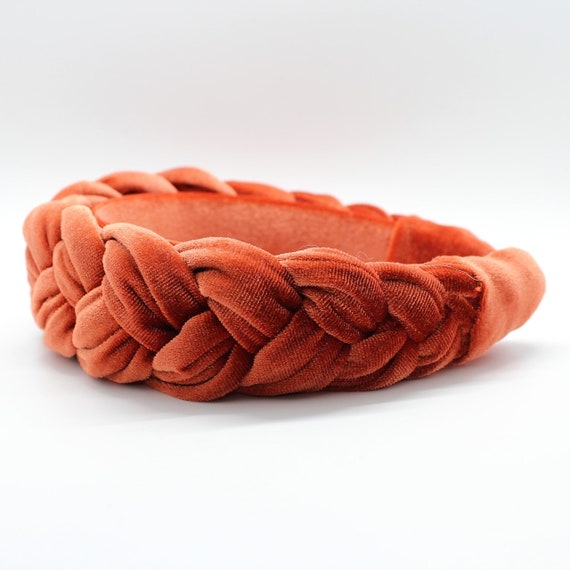 Orange and red braided headbands Ciara French Braided Headband-Orange (Metallic Color) – Amy main image 2