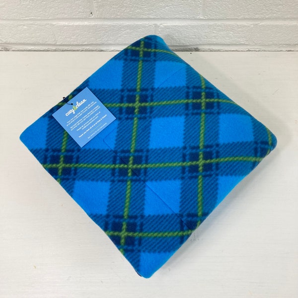 C&C 2x4 Fleece Cage Liner, Blue Plaid | Guinea Pig, Rabbit, Hedgehog | Absorbent Layer | Piggy Blanket | Cozy and Clean