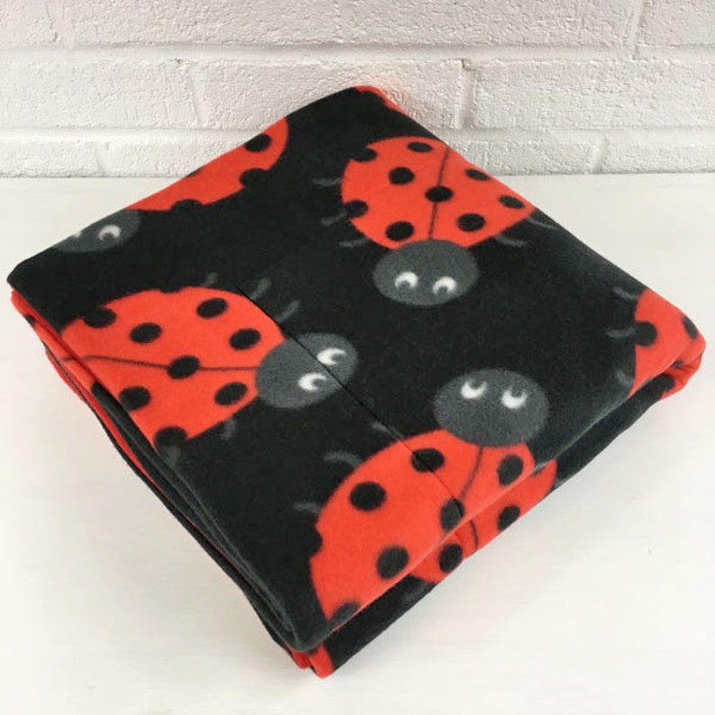 Piggy Blanket Cozy and Clean Rabbit Hedgehog Ladybugs on Black| Guinea Pig Absorbent Layer C/&C 2x5 Fleece Cage Liner