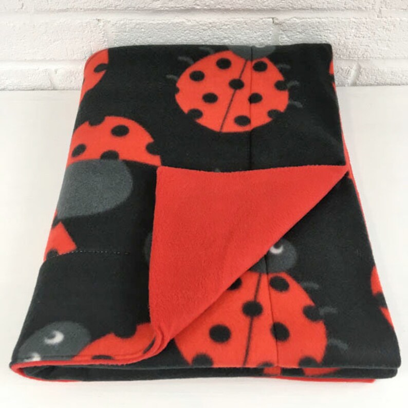 Piggy Blanket Cozy and Clean Rabbit Hedgehog Ladybugs on Black| Guinea Pig Absorbent Layer C/&C 2x5 Fleece Cage Liner