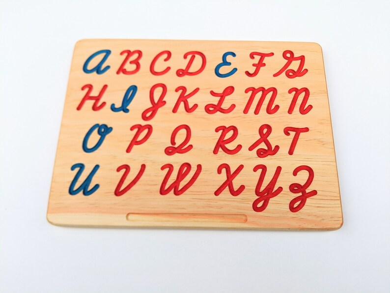 montessori cursive alphabet tracing board reversible etsy