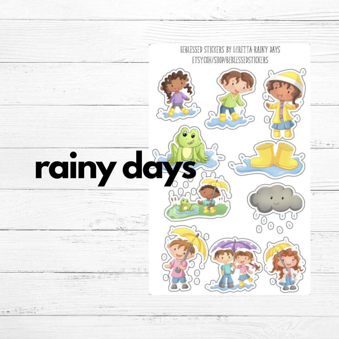 Rainy Days Stickers Planner Rain Stickers Umbrella Planner Stickers ...