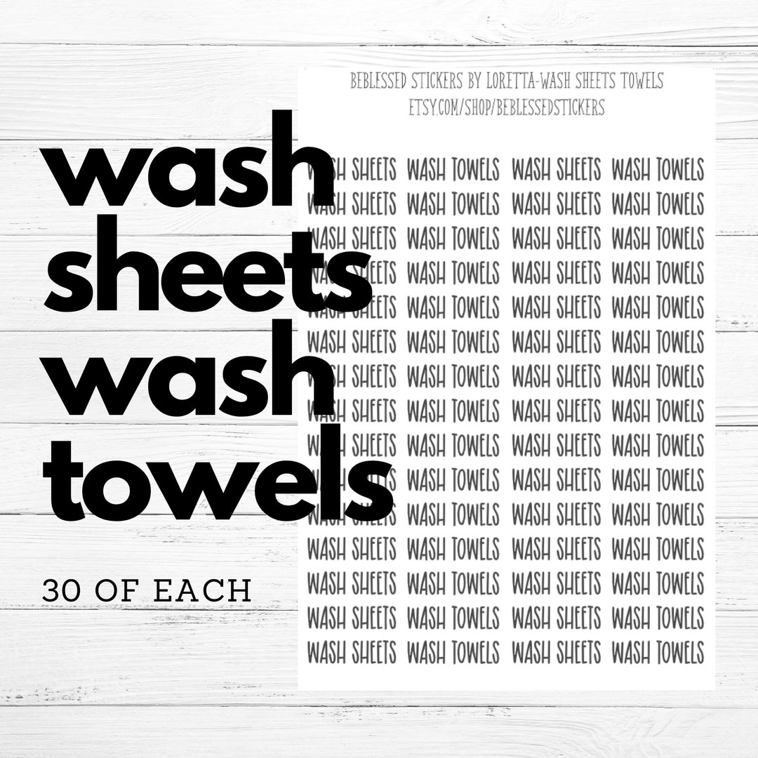 Laundry Wash Sheets Wash Towels Clean Tasks Household Laundry Clean Planner Stickers, Planner
