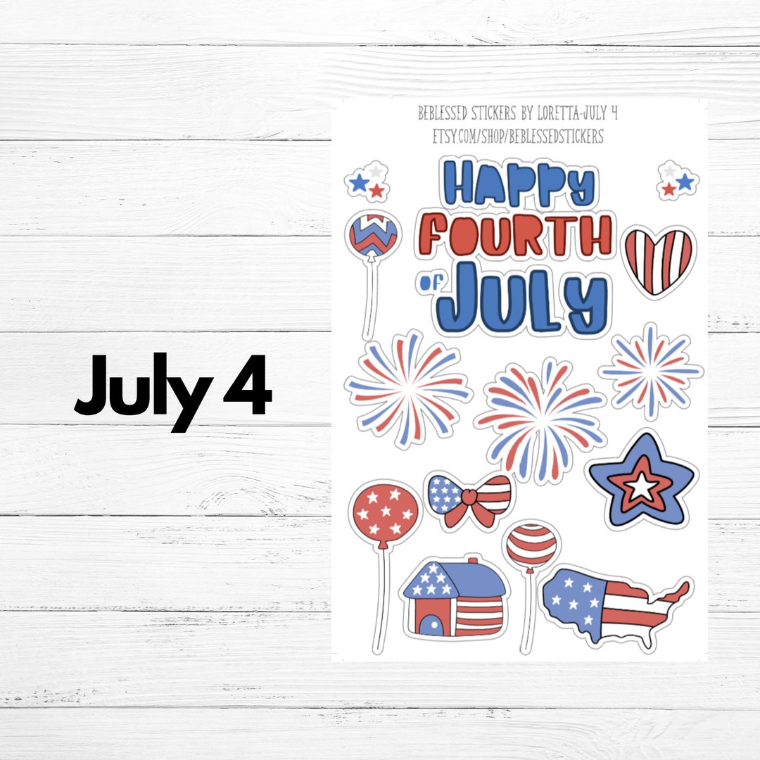 Patriotic July 4th Stickers: Red, White, and Blue (6x4 Inch Sheet) - Etsy