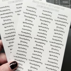 Weekday Gochi Font Planner Stickers: Redating Labels