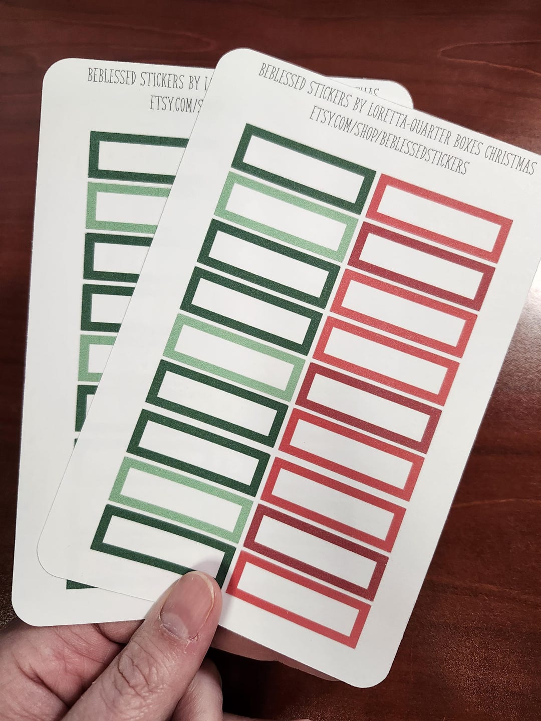 Christmas Planner Stickers: Red & Green Quarter Boxes (18 Pc Sheet) - Etsy