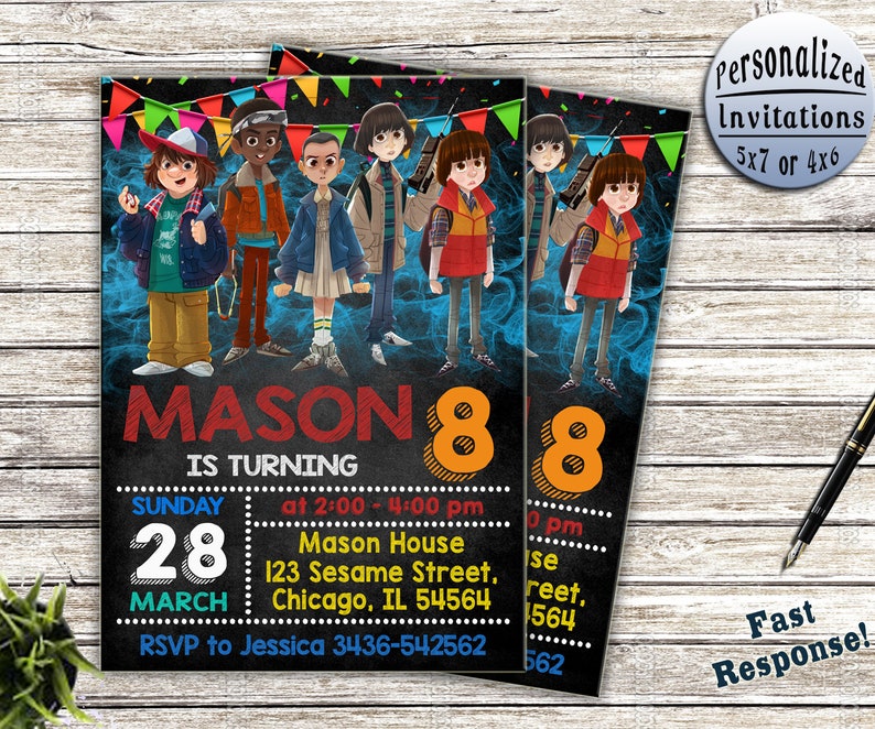 Stranger Things Birthday Invitation Stranger Things Party Etsy
