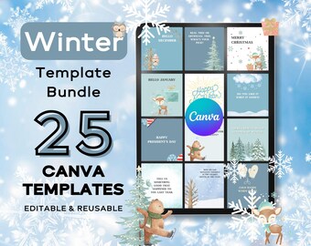 Winter Social Media Templates: Canva Editable Bundle (Instant Download)