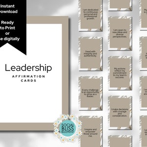 Leadership Affirmation Cards | positive, mindset, empowerment, management, lead with confidence | Self-care, personal growth | Instant DL