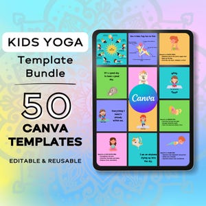 Kids Yoga Canva Templates: 50+ Editable Printables (Digital Download