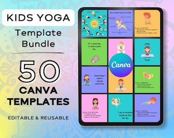 Kids Yoga Canva Templates: 50+ Editable Printables (Digital Download