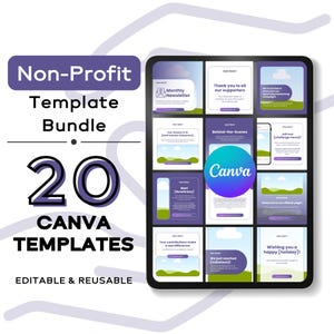 20 Non-Profit CANVA TEMPLATES | Charities and Non-Profit Organizations | Editable with free Canva | Awareness, Volunteer, Donations, Church