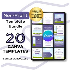 20 PLANTILLAS CANVA para organizaciones sin fines de lucro / Organizaciones benéficas y sin fines de lucro / Editables con Canva gratis / Concientización, Voluntariado, Donaciones, Iglesia