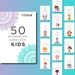 Affirmationskarten für Kinder | Motivation, Positiv, Selbstwertgefühl, Denkweise, Lehrer, Elternteil, Karteikarten, Yoga | Druckbar oder digital verwenden