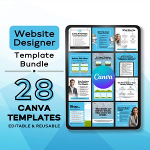 28 Website Designer CANVA TEMPLATES | Website Creator, Developer, Web Design Specialist | Editable with free Canva | Showcase your work