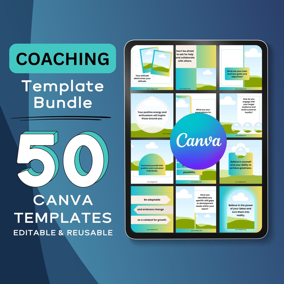 Canva Templates for Coaches: Social Media Graphics Bundle (50 Templates ...