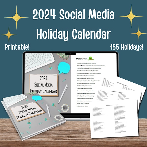 2024 Social Holiday Calendar Etsy 2024 Social Holiday Calendar Etsy