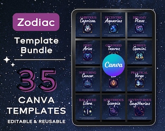 Zodiac Canva Templates: Astrology Social Media Posts (Editable in Canva)