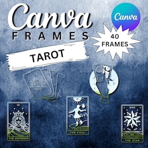 TAROT CANVA FRAMES, volledig bewerkbaar, paranormaal begaafd, esp, helderziend, orakel, waarzegster, tarotkaarten, handlijnkundige, mystiek, spiritueel, astrologie