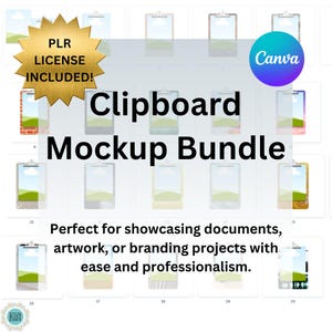 Clipboard Mockups |  PLR LICENSE included | Showcase your documents, planners, sheets, papers, reports, lists | Instant download | Sell