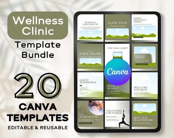 Wellness Clinic Canva Templates: Social Media & Marketing Bundle - Etsy