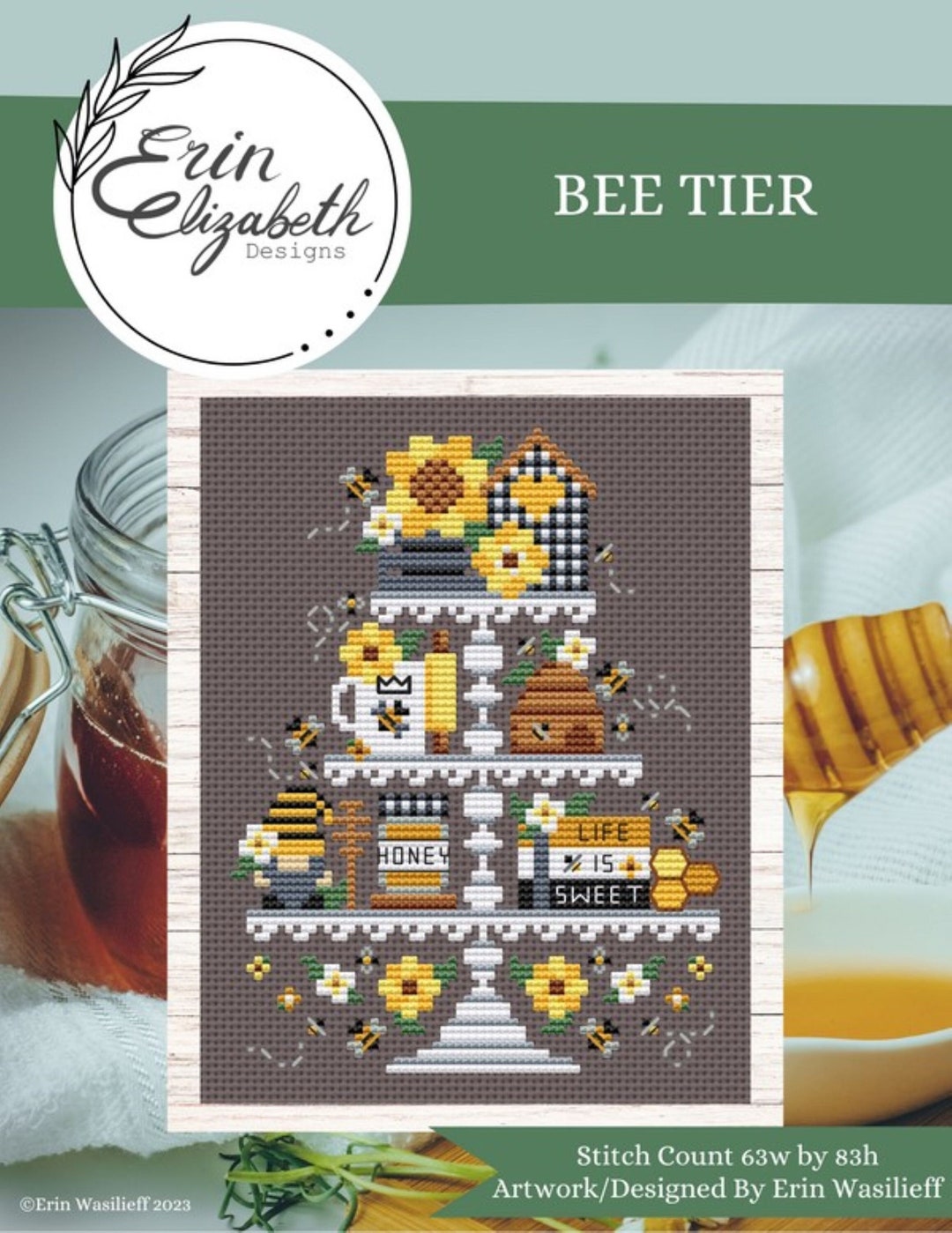 Erin Elizabeth Designs Bee Tier Cross Stitch Chart Cross Etsy