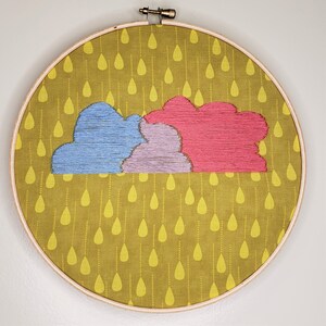 Mellow Muted Cloudy 1 Embroidered Hoop Wall Art